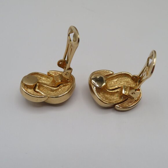 Christian Dior Vintage Crystal Pave Knot Gold Tone Clip On Earrings - Picture 11 of 14
